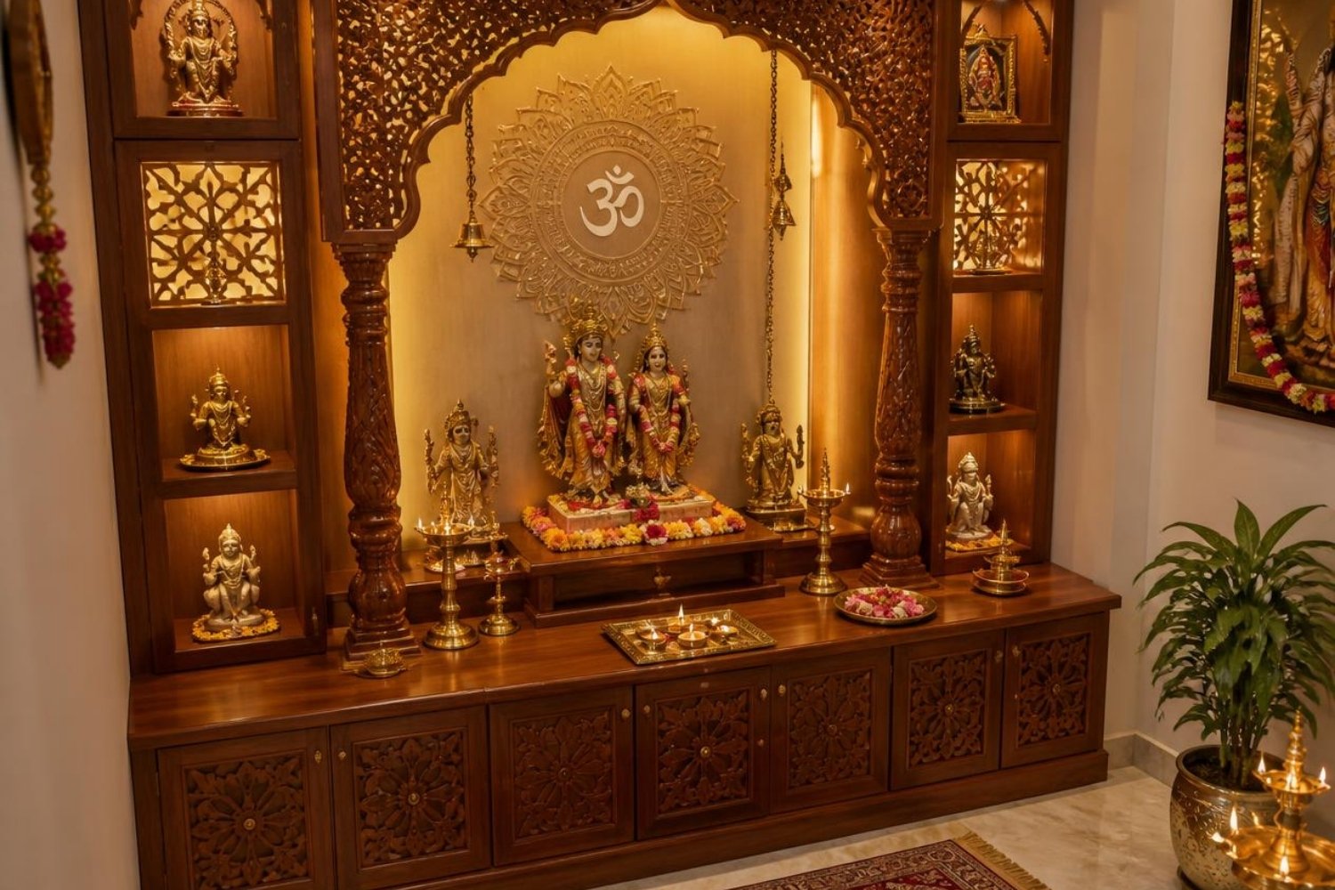 Divine Pooja Space Unit Interior Design Ocel Metallo