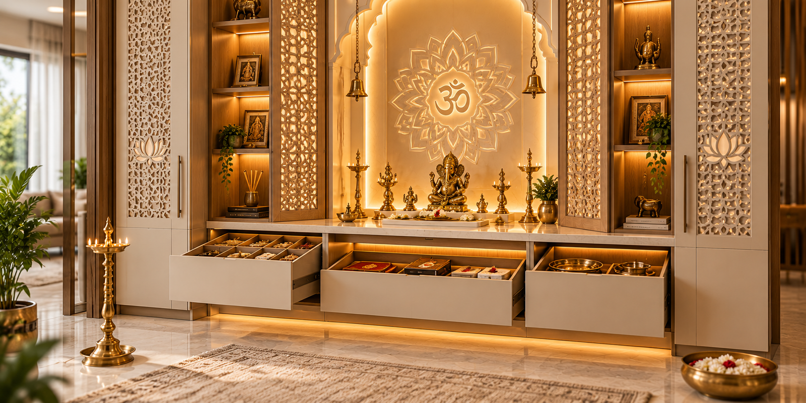 Divine Pooja Space Design Guide: Traditional Details, Smart Storage and Modern Mandir Interiors